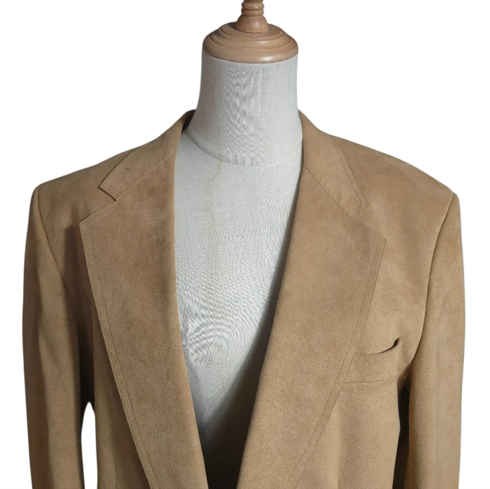 Halston Camel Tan Suede Men's Blazer Jacket